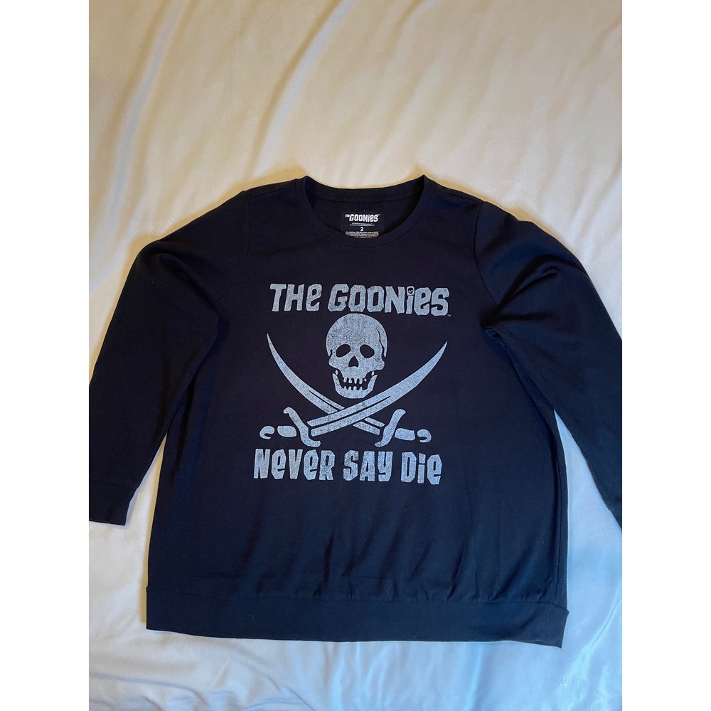 The Goonies Never Say Die Graphic Sweatshirt Black Crewneck Size 2 Movie Merch